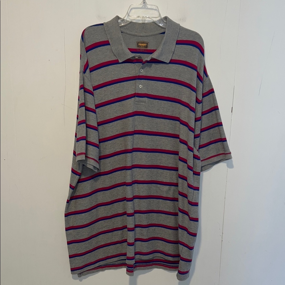 The Foundry Supply Co. Gray Striped Polo Shirt S2